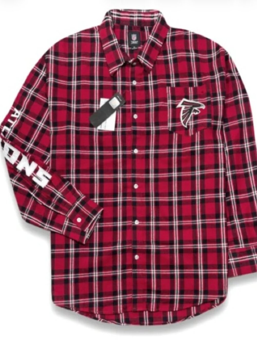 Atlanta Falcons Flannel Shirt Red Black White Plaid Men's 2XL NFL NEW